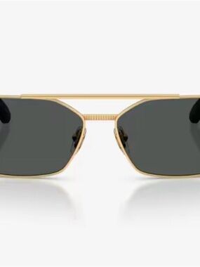 Versace Gold Frame Black Lens Men’s Sunglasses